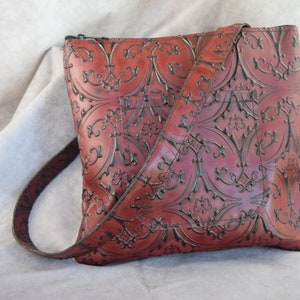 Burgundy & Black Leather Crossbody Bag with Cut-Resistant Strap, small leather purse, Mother&#39;s Day Gift, Genuine cowhide leather.