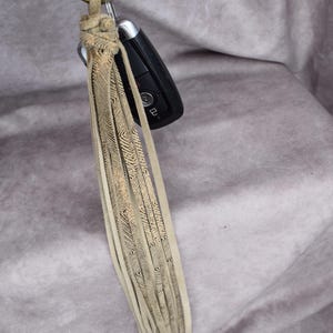 Leather tassel keychain/bag charm/ Copper and cream soft genuine cowhide leather/back to school/holiday, Christmas gift, teacher gift,