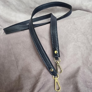 Black OR Navy 5/8" wide Genuine Cowhide Leather replacement strap (narrow)cut-resistant/ leather bag strap/crossbody/shoulder/handbag strap