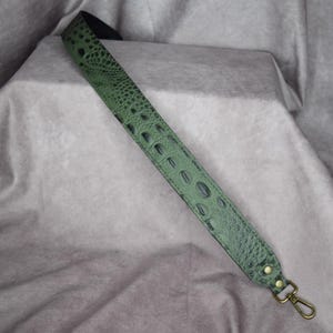 Lederband / Grün Alligator geprägtes echtes Rindsleder Leder Ersatzband / schnittfest / Geldbörsenband / Taschengurt