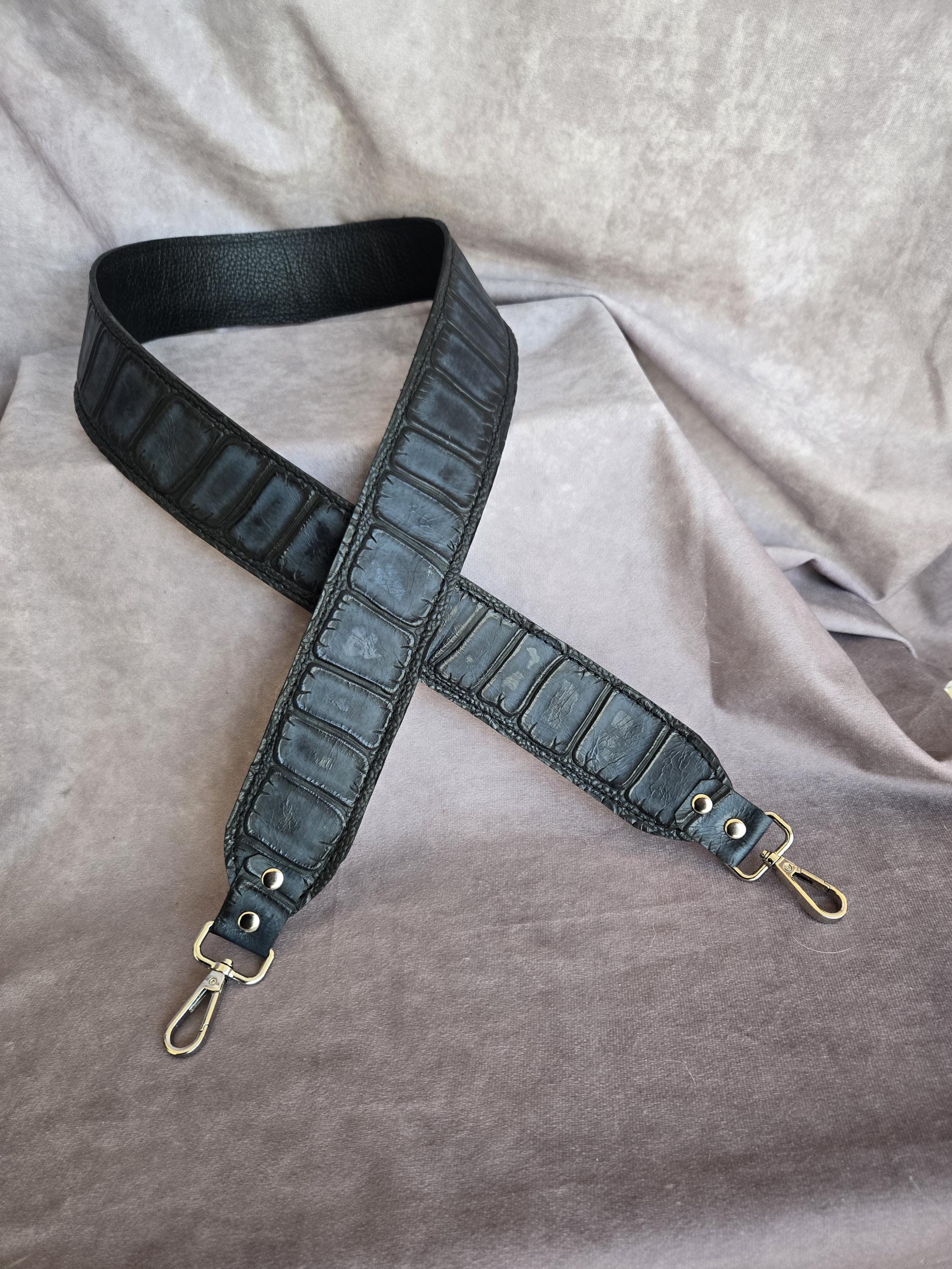 Navy Blue Embossed Croc Genuine Cowhide Leather Strap/ Leather Navy Blue Embossed Croc Genuine Cowhide Leather Strap/ Leather