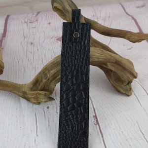 Leather Bookmark/ Gift for him/ Black gator Embossed Leather/Black leather back/ Mother&#39;s Day gift/ genuine cowhide leather/