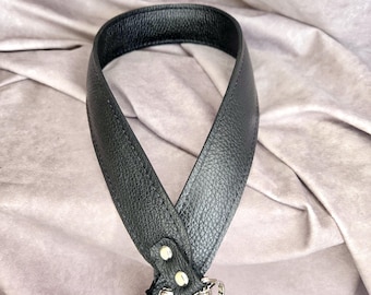 Leather Purse strap/ Solid Soft Black Genuine Cowhide Leather replacement strap/cut-resistant/ leather bag strap/crossbody strap