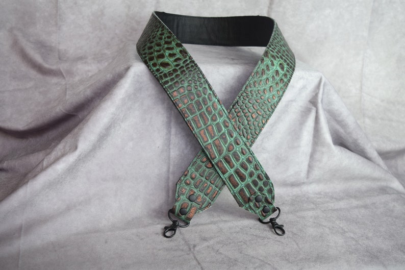 Teal Alligator Embossed Genuine Cowhide leather replacement strap/cut-resistant/leather purse strap/bag strap/crossbody strap/shoulder strap bild 1