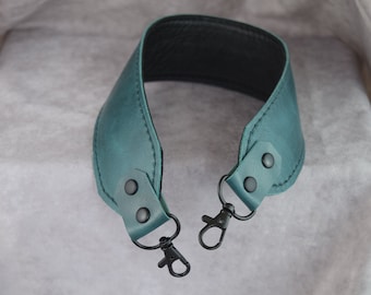 Solid Bluish Teal Genuine Cowhide Leather replacement strap/cut-resistant/bag strap/crossbody strap/LEATHER PURSE STRAP