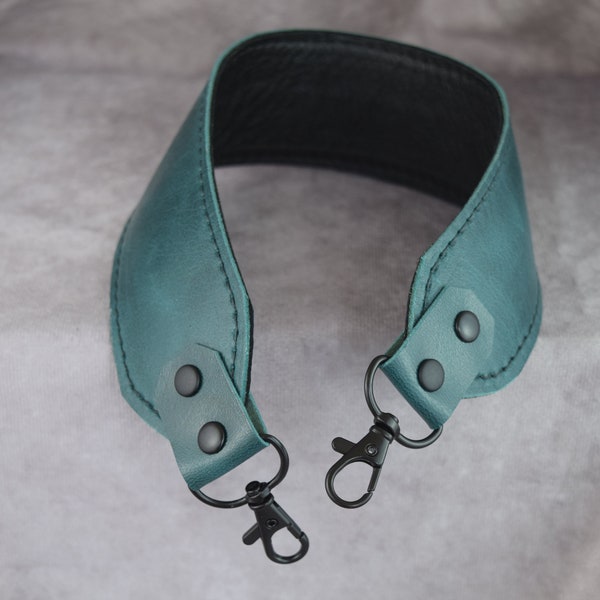 Solid Bluish Teal Genuine Cowhide Leather replacement strap/cut-resistant/bag strap/crossbody strap/LEATHER PURSE STRAP