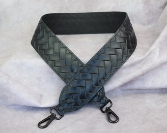 Black Braided Embossed Genuine Cowhide Leather replacement strap/cut-resistant strap/leather bag strap/crossbody, purse strap, Mother's Day