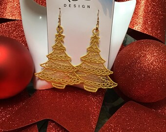 Pendientes de árbol dorado