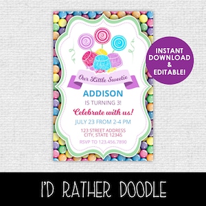 Candy Invitation - Sweet Shop Invitation - Candy Birthday Invite - Sweet Shop Birthday Invite - Candy Land Invite - Editable Invite