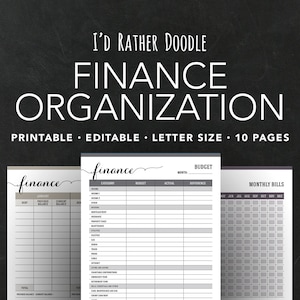 Páginas de organización financiera imprimibles - Organización financiera - Planificación financiera - Editable - Descarga instantánea - IdRatherDoodle