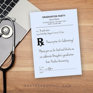 Editable Prescription Invitation - PharmD - Pharmacy Nurse NP Doctor Invitation - Prescription Pad Invite - Printable - Graduation