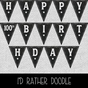 Vintage 100th Birthday Banner - 100th Birthday Pennant Banner - 100th Birthday - 8x10 - 1921 Birthday - Instant Download - Printable