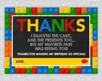 Bricks Thank You Card - Printable Bricks Thank You Card - Chalkboard Bricks - DIY Bricks - Thank You Card - Digital Printable - 5x7