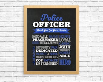 Police Officer Gift - Printable Police Officer Chalkboard Sign - Police Gift - Police Appreciation - Police Officer Printable Gift - Digital