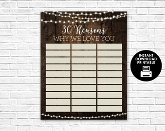 30 razones por las que te amamos - Madera y luces - Razones por las que te amamos - 30 razones - cartel imprimible - cumpleaños - aniversario - signo digital