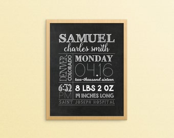 Baby Stats Sign - Birth Stats - Printable Baby Chalkboard Sign - Custom Baby Stats - Baby Gift - Baby Gift - Nursery Wall Art