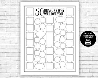 50 Reasons Why We Love You - Reasons We Love You - Printable Digital Sign - 16x20 - 50th Birthday - Printable Gift - 50th Birthday Decor