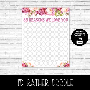 85 redenen waarom we van je houden - Boho aquarel bloemen - redenen waarom we van je houden - 85 redenen - afdrukbaar digitaal teken - verjaardag - verjaardag