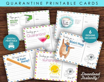 Quarantine Postcards - Social Distancing Printable 6"x4" Post Cards ...