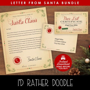 Carta de Santa Editable Imprimible - Certificado de Lista Bonita - Carta Personalizada - Sobre - Formal - Kraft - Instantáneo - ¡Editar e Imprimir!