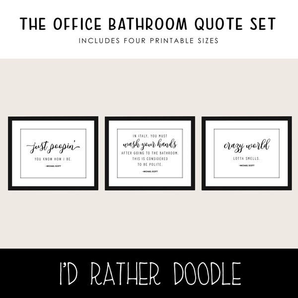 The Office Bathroom Quotes Printable Wall Art - Horizontal - Digital Printables - Instant Download - 4 Sizes - Bathroom Art - Michael Scott