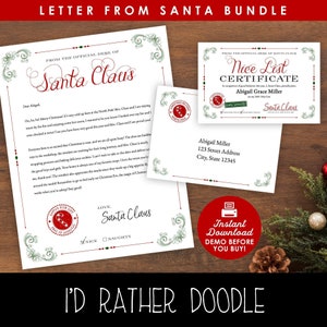 Letter from Santa Editable Printable - Nice List Certificate - Personalized Letter - Custom Letter - Envelope - Instant - Edit and Print!