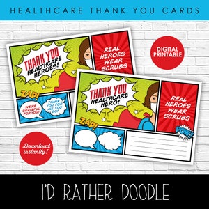 Danke Healthcare Hero Karten - Gesundheitspersonal - First Responder druckbare Karten - RNs Krankenschwestern Ärzte - digital druckbare - 4 Stile