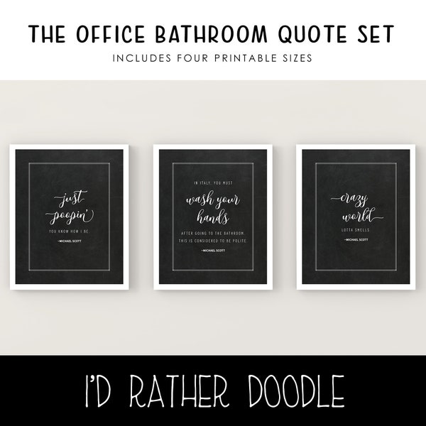 The Office Bathroom Quotes Chalkboard Printable Wall Art - Digital Printables - Instant Download - 4 Sizes - Bathroom Art - Michael Scott