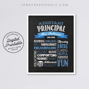 Assistant Principal Chalkboard Sign - Printable Sign - Customized - Appreciation Gift -