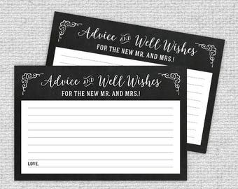 Advice and Well Wishes Cards - Chalkboard Advice Cards - 6x4 Cards - Digital Printable - Cards for Chalkboard Wedding Sign