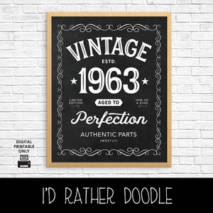 Im Alter bis zur Perfektion-Zeichen - Jahrgang 1963-Tafel Zeichen - 1963 Zeichen - 56-Geburtstags-Geschenk - 16 x 20 - sofortiger Download - druckbare Datei