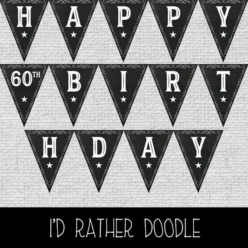 Vintage 60th Birthday Banner 60th Birthday Pennant Banner | Etsy