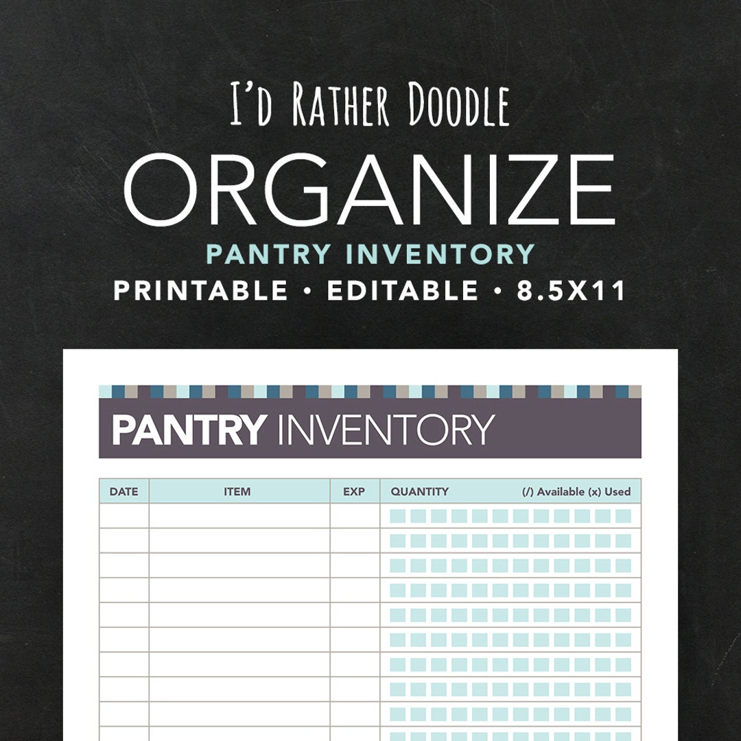 Printable Editable Kitchen Pantry Inventory - Kitchen Organization ...