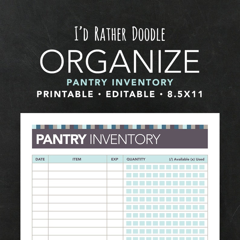 Printable Editable Kitchen Pantry Inventory - Kitchen Organization ...