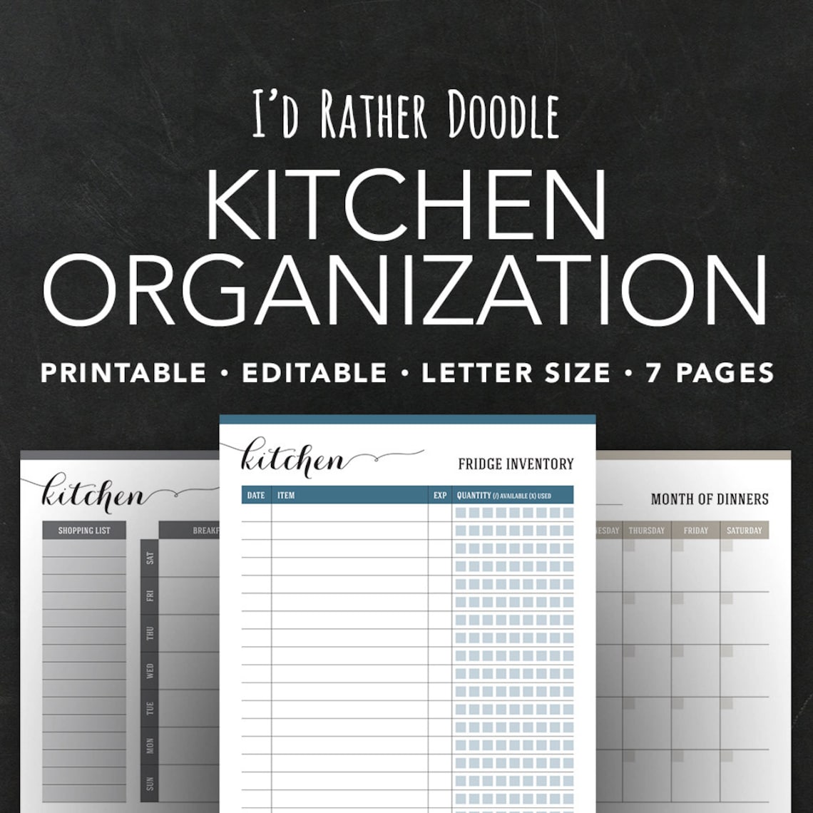 Printable Kitchen Organization Pages Kitchen Organizing | Etsy