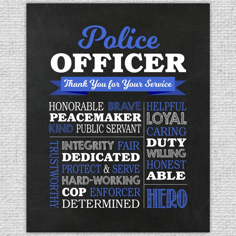 Police Officer Gift Printable Police Officer Chalkboard Sign Etsy