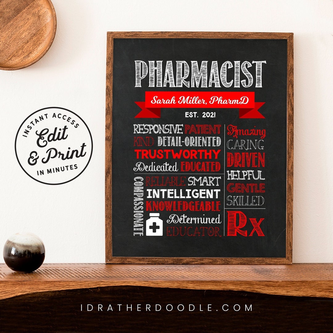 Editable Pharmacist Chalkboard Sign - Digital Printable - Pharmacist ...