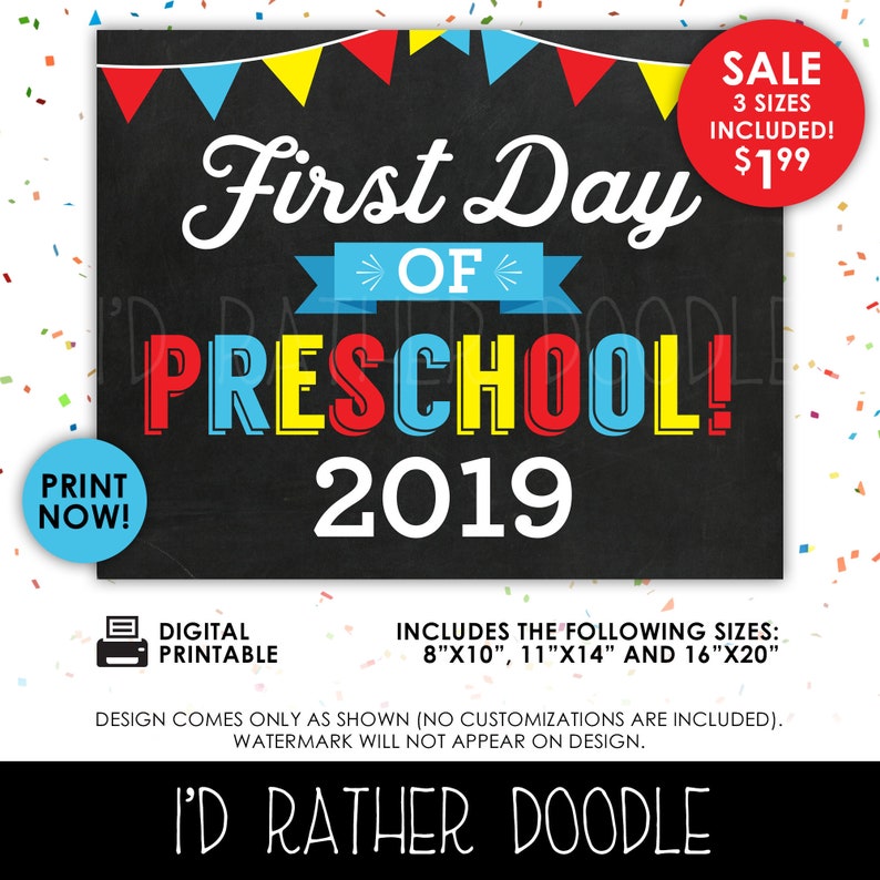 Initially Working day of Preschool Signal - Initially Working day of Preschool - 1st Working day of Higher education - Printable Chalkboard Indicator - Initial Working day of University 2019 - 3 Measurements graphic relating to First Day of Preschool Sign Printable named Initially Working day of Preschool Signal - Initially Working day of Preschool - 1st Working day of College or university - Printable Chalkboard Indicator - 1st Working day of College or university 2019 - 3 Dimensions
