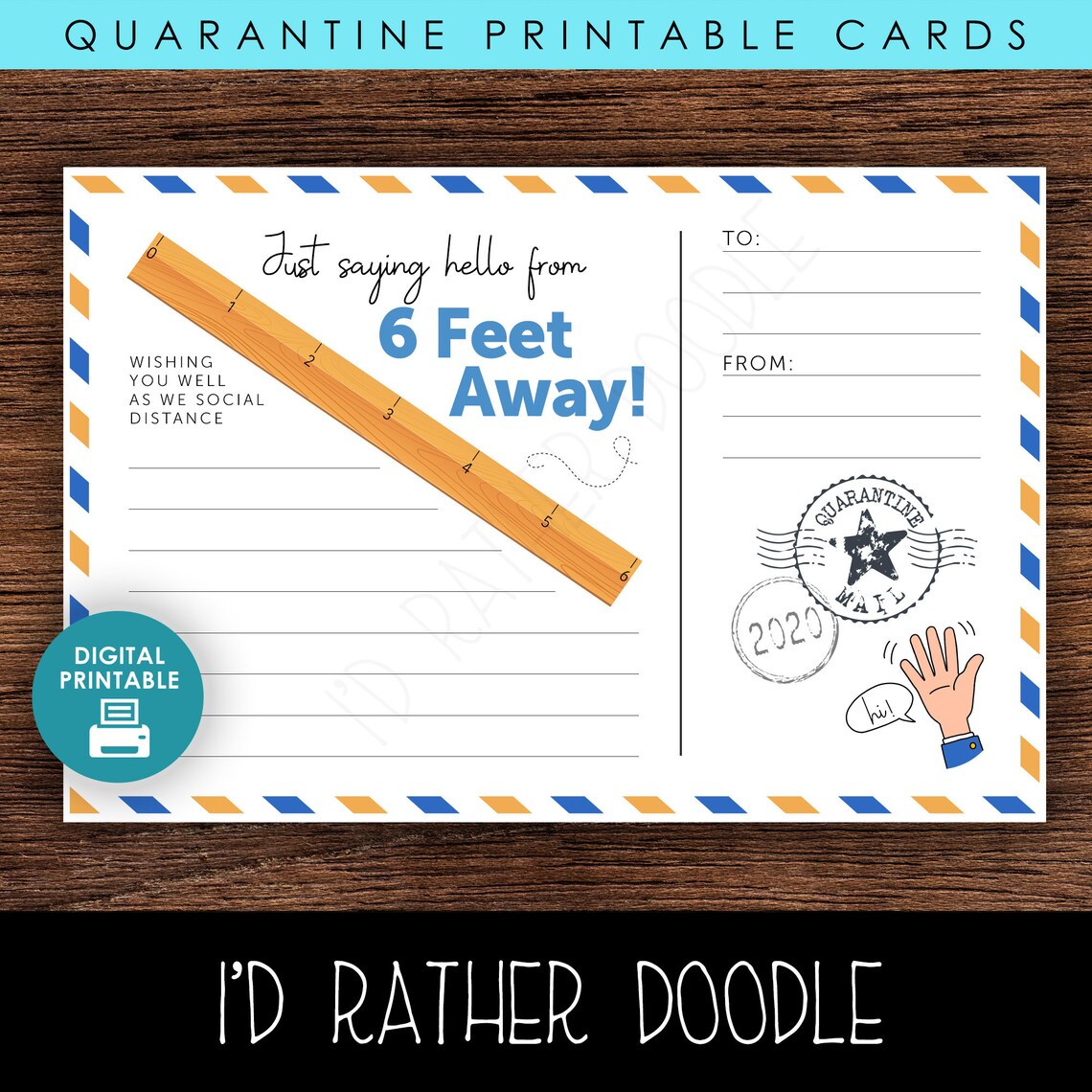 Quarantine Social Distancing Cards - Printable 6"x4" - 6 Styles Instant ...