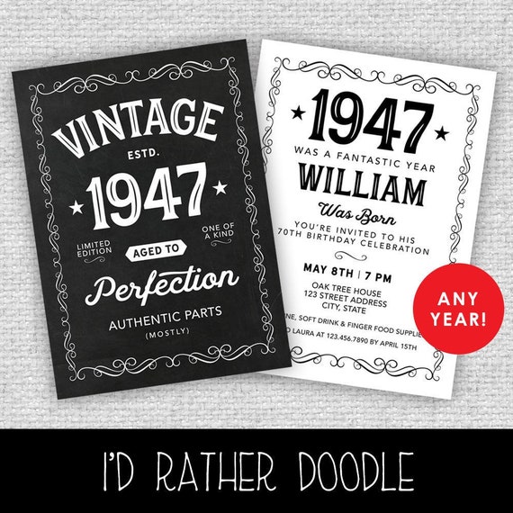 aged to perfection invitation vintage birthday invite etsy