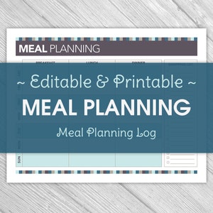Printable Editable Weekly Meal Planning Log - Kitchen Organization, Dinner Planning, Kitchen Inventory, Meal Planner, squares