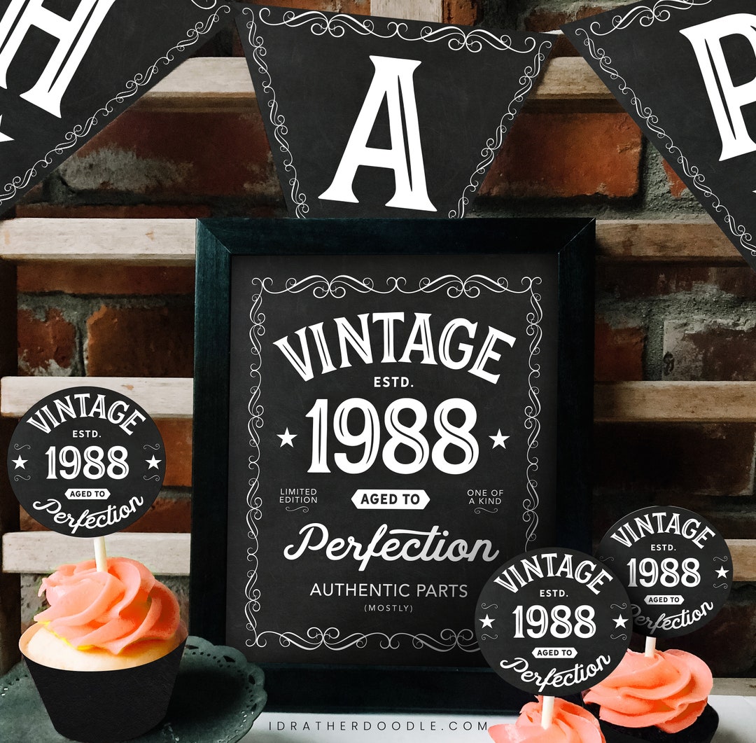 1988 Vintage Aged to Perfection Printable Birthday Decor - 35th ...