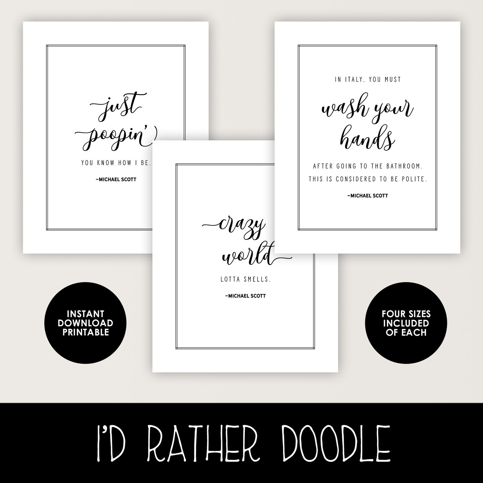 The Office Bathroom Quotes Printable Wall Art Digital Etsy
