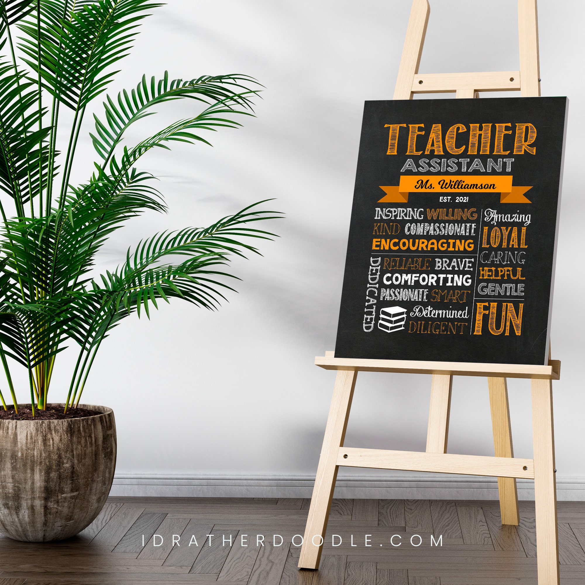 Editable Teacher Assistant Chalkboard Sign - Digital Printable ...