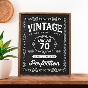 70e anniversaire vintage style whisky signe d'anniversaire ancien numéro 70 ans à la perfection signe numérique pour 1955 fête d'anniversaire à télécharger instantanément