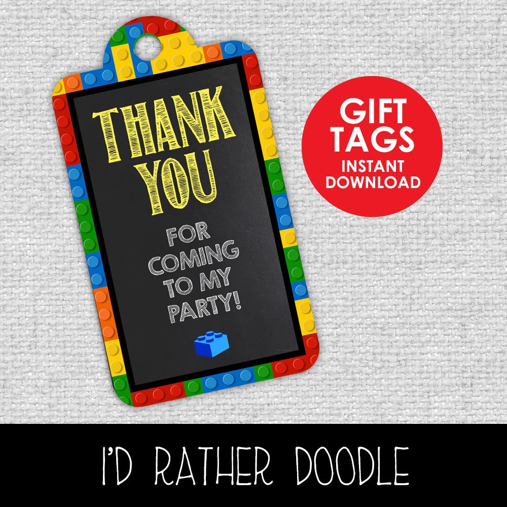 Bricks Gift Tags - Bricks Printable Thank You Tags - Printable Bricks ...