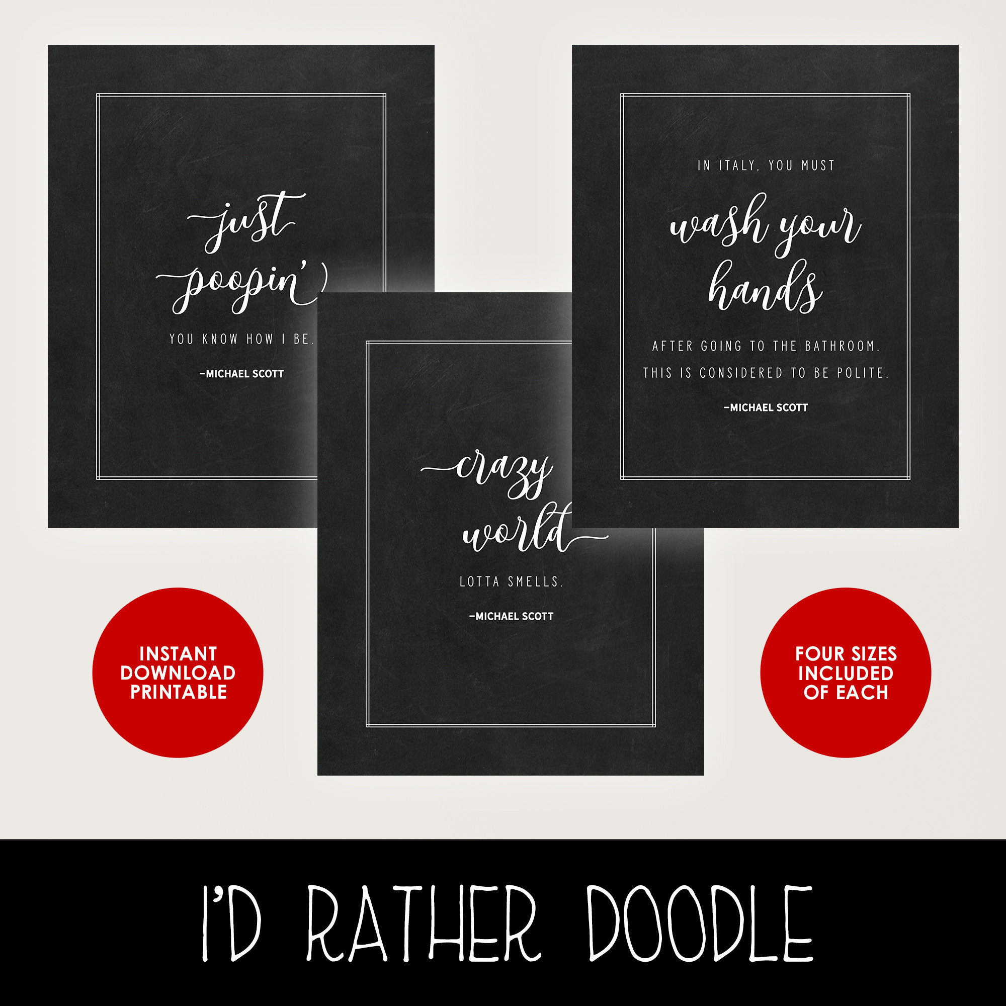 The Office Bathroom Quotes Chalkboard Printable Wall Art Etsy