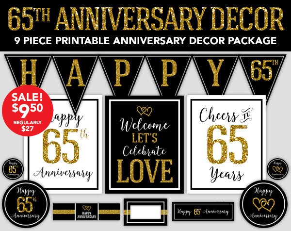 65th Anniversary Happy Anniversary Decorations 65th | Etsy