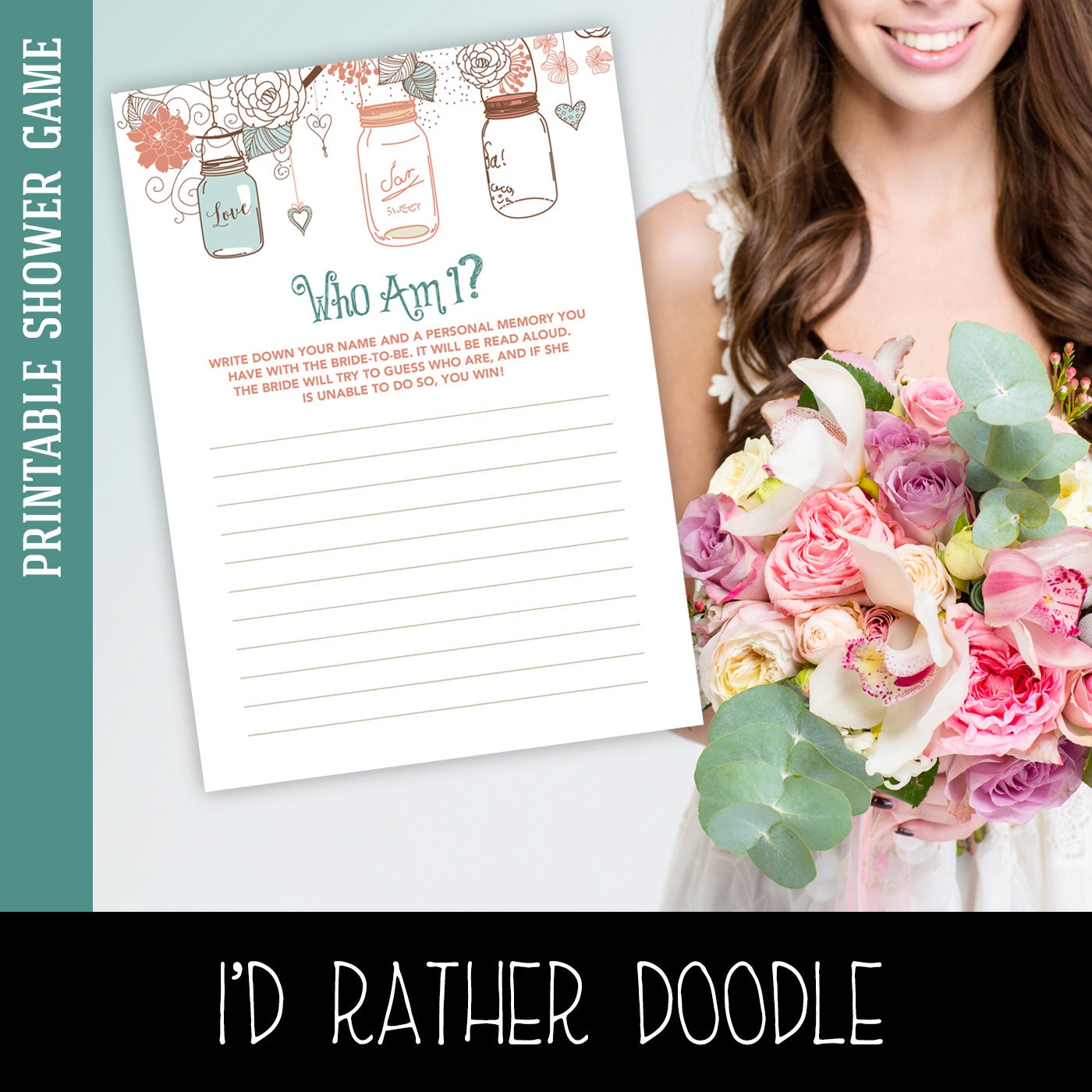 Bridal Shower Game Who Am I Printable Bridal Shower Game Etsy
