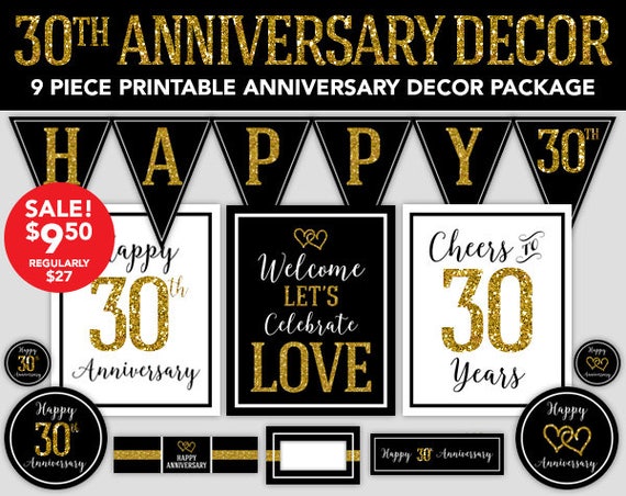 30th Anniversary Happy Anniversary Decorations 30th Etsy